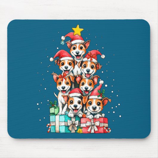 Tapis De Souris Cute Rat Terrier Le Dog Christmas Tree Xmas  (Devant)