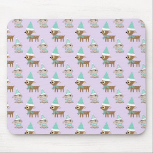 Tapis De Souris Cute Reindeer and Bunnies Holiday Art Pattern