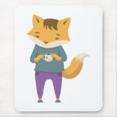 Tapis De Souris Cute renard avec tasse de thé (Devant)