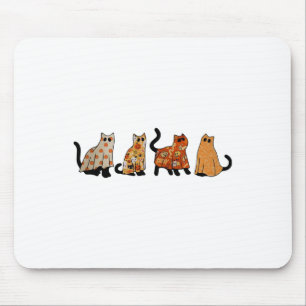 Tapis De Souris Cute Retro Chat Noir Fantôme Automne Halloween Cha