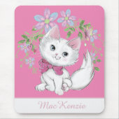 Tapis De Souris Cute rose Kitten et Flowers fille (Devant)