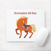 Tapis De Souris Cute Rustic Brown Nom du cheval Personnalisé (Avec souris)