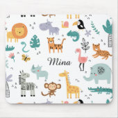 Tapis De Souris Cute Safari Jungle Animals Personalized Baby Name (Devant)