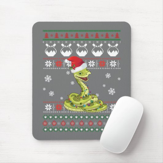 Tapis De Souris Cute serpent laide doux Noël Light Pyjama (Avec souris)