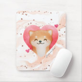 Tapis De Souris Cute Shiba Inu dans un coeur (Avec souris)