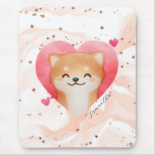 Tapis De Souris Cute Shiba Inu dans un coeur