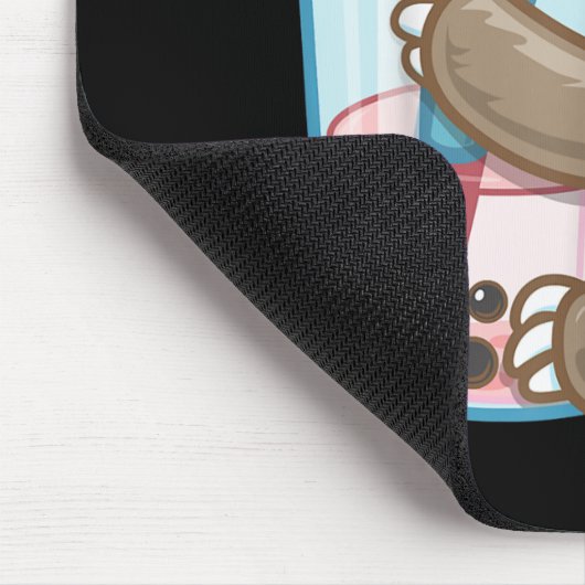 Tapis De Souris Cute Sloth Boba Bubble Milk Tea Kawaii Girl Food (Coin)