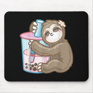 Tapis De Souris Cute Sloth Boba Bubble Milk Tea Kawaii Girl Food