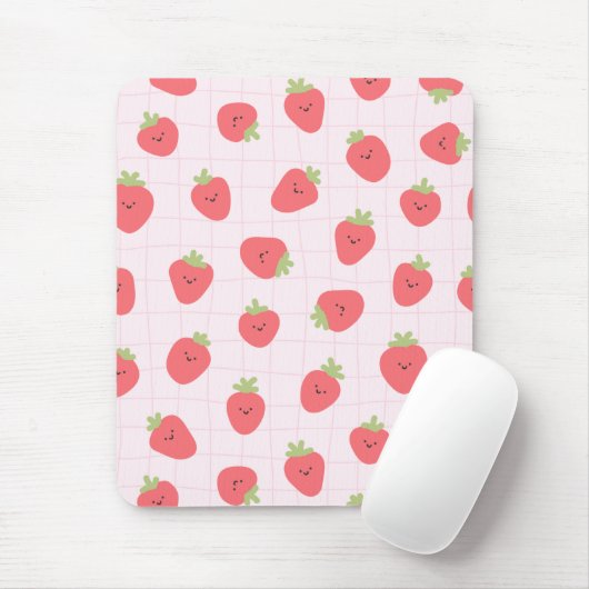 Tapis De Souris Cute Strawberry Pattern – Kawaii Strawberry (Avec souris)