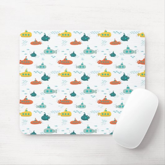 Tapis De Souris Cute Submarine Nautical Deep Sea Fish Kids (Avec souris)