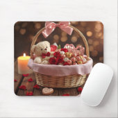 Tapis De Souris Cute Teddy Rose Basket Romantic Valentine Office (Avec souris)