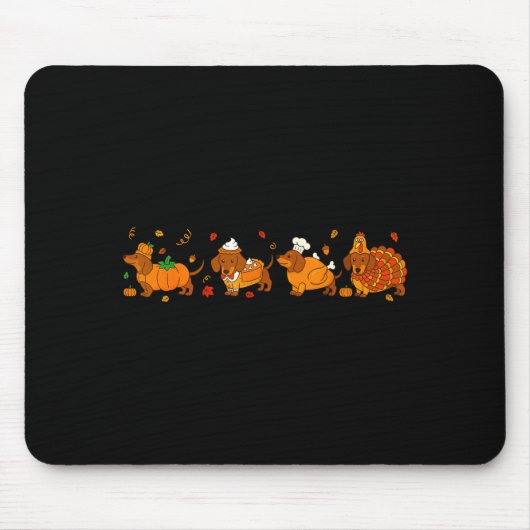 Tapis De Souris Cute Thanksgiving Dachshund Dogs Fall Gobble Prepp (Devant)