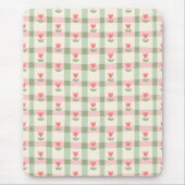 Tapis De Souris Cute Tulip Checkered Pattern | Pastel Floral (Devant)