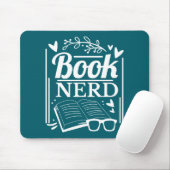 Tapis De Souris Cute Turquoise Blue Book Nerd Bookworm (Avec souris)