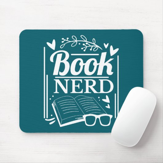 Tapis De Souris Cute Turquoise Blue Book Nerd Bookworm (Avec souris)
