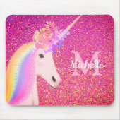 Tapis De Souris Cute Unicorn rose Parties scintillant étincelle pe (Devant)