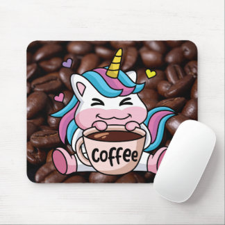 Tapis De Souris Cute Unicorne avec café
