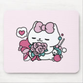 Tapis De Souris Cute Valentine's Cat Design - Feline the Love (Devant)