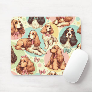 Tapis De Souris Cute Vintage Cocker Spaniel sans couture Motif