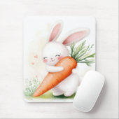 Tapis De Souris Cute Watercolor Spring Bunny Carrot (Avec souris)