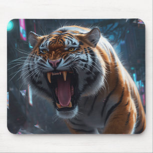 Tapis De Souris Cyber Tiger Rugissement Art Mural