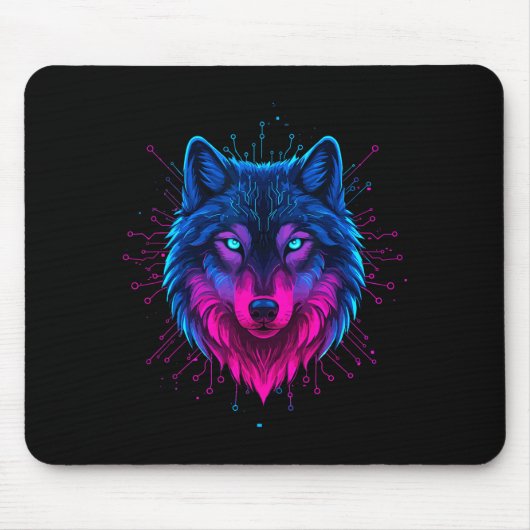 Tapis De Souris Cyber Wolf For Animal Lovers And Birthday And Birt (Devant)