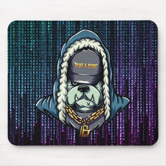 Tapis De Souris Cyberpunk Bulldog Neon Mouse Pad (Devant)