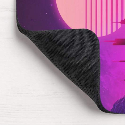 Tapis De Souris cyberpunk électronique synthwave scifi rose noir (Coin)