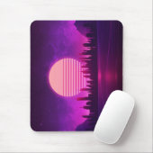 Tapis De Souris cyberpunk électronique synthwave scifi rose noir (Avec souris)