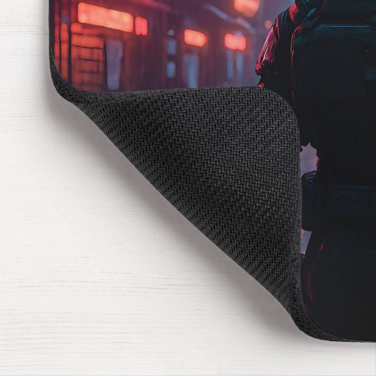 Tapis De Souris Cyberpunk Neon Warrior Mousepad - Futuriste Sci-F (Coin)