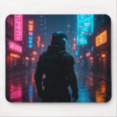 Tapis De Souris Cyberpunk Neon Warrior Mousepad - Futuriste Sci-F (Devant)