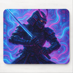Tapis De Souris Cyberpunk Samurai - Couverture complète Neon