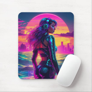 Tapis De Souris Cyberpunk Sirène Mousepad