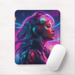 Tapis De Souris Cyberpunk Sirène Mousepad