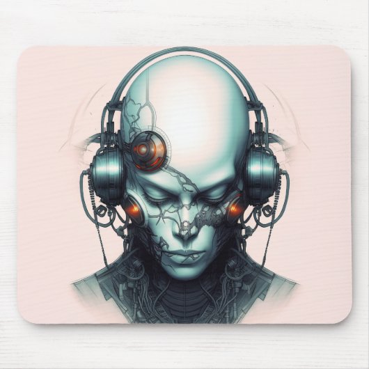Tapis De Souris Cyborg Cyberpunk Dj (Devant)