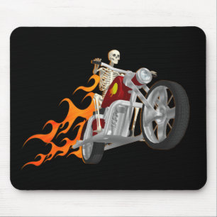 Tapis De Souris Cycliste et flammes squelettiques :
