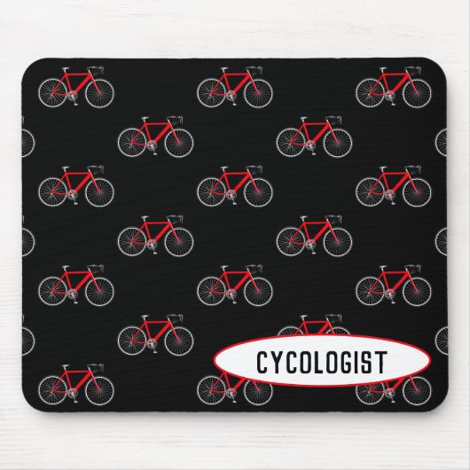 Tapis De Souris cycologue vélo rouge sur noir (Devant)