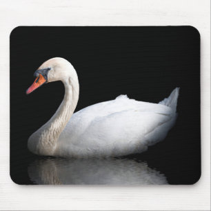 Tapis De Souris Cygne blanc sur noir