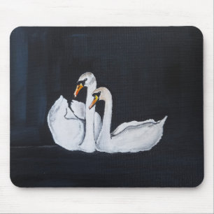 Tapis De Souris Cygnes la nuit Peinture d'Alfred Fox