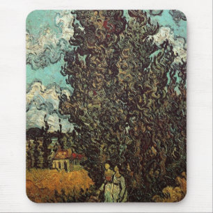 Tapis De Souris Cyprès et Deux Femmes de Vincent van Gogh