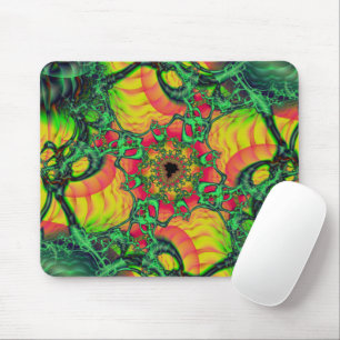 Tapis De Souris D Art fractal vert et jaune