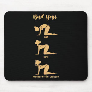 Tapis De Souris D Yogi Chat Vache Mère Licorne Drôle Yoga Méditati