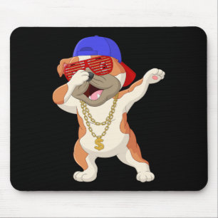 Tapis De Souris Dabbing Buldog Portant Des Parasols Casquettes De