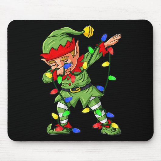 Tapis De Souris Dabbing Elf Christmas Tree Lights Garçons Enfants (Devant)