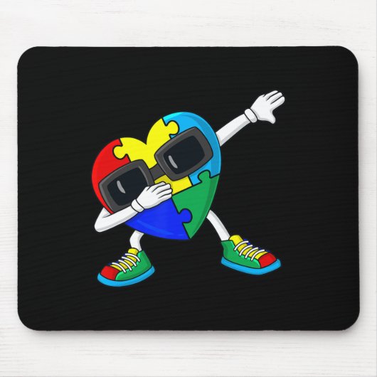 Tapis De Souris Dabbing Heart Puzzle Pièces Autisme Dab Garçons Fi (Devant)