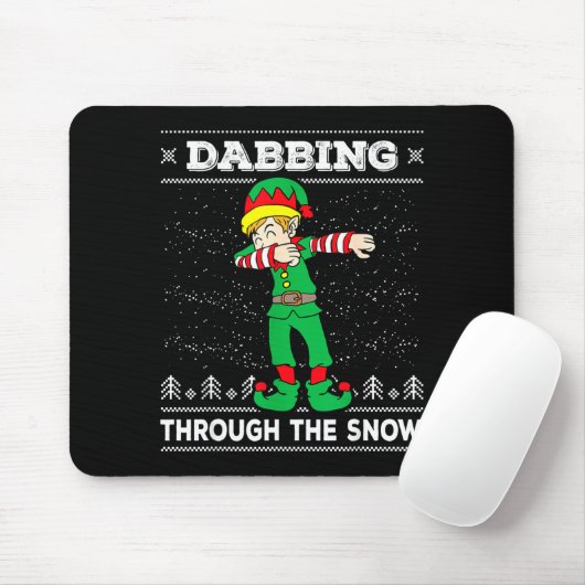 Tapis De Souris Dabbing Through The Snow Elf Dab Ugly Christmas Sw (Avec souris)