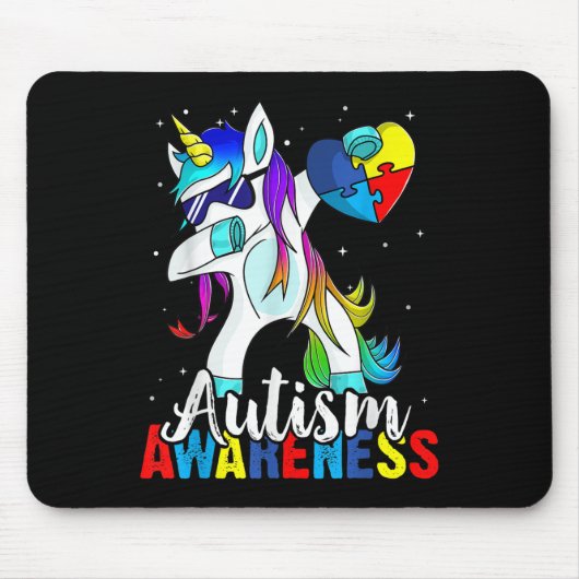 Tapis De Souris Dabbing Unicorn Sensibilisation sur l'autisme Enfa (Devant)