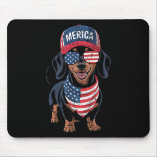 Tapis De Souris Dachshund 4 juillet Drapeau américain des États-Un