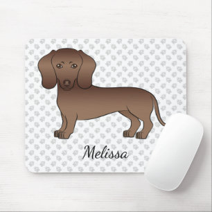 Tapis De Souris Dachshund à poil court au chocolat Dessin animé de