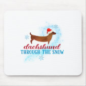 Tapis De Souris Dachshund à travers la neige Père Noël Chien Noël (Devant)